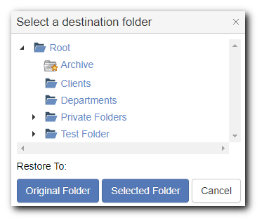 Restore Folder Selection