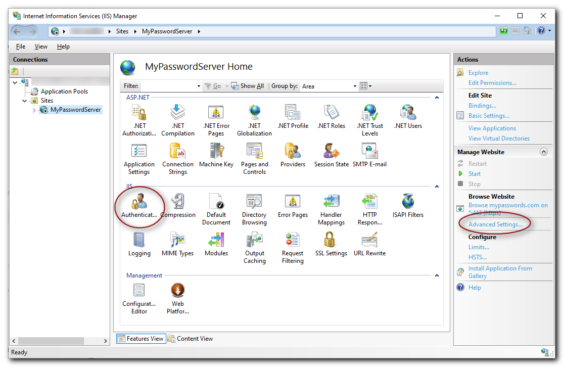 IIS Manager Configuration